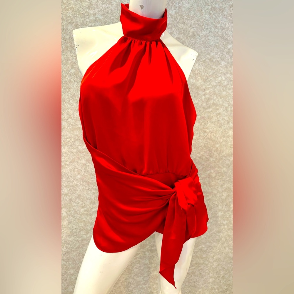 Ramy Brook Red and White Backless Bodycon Dress